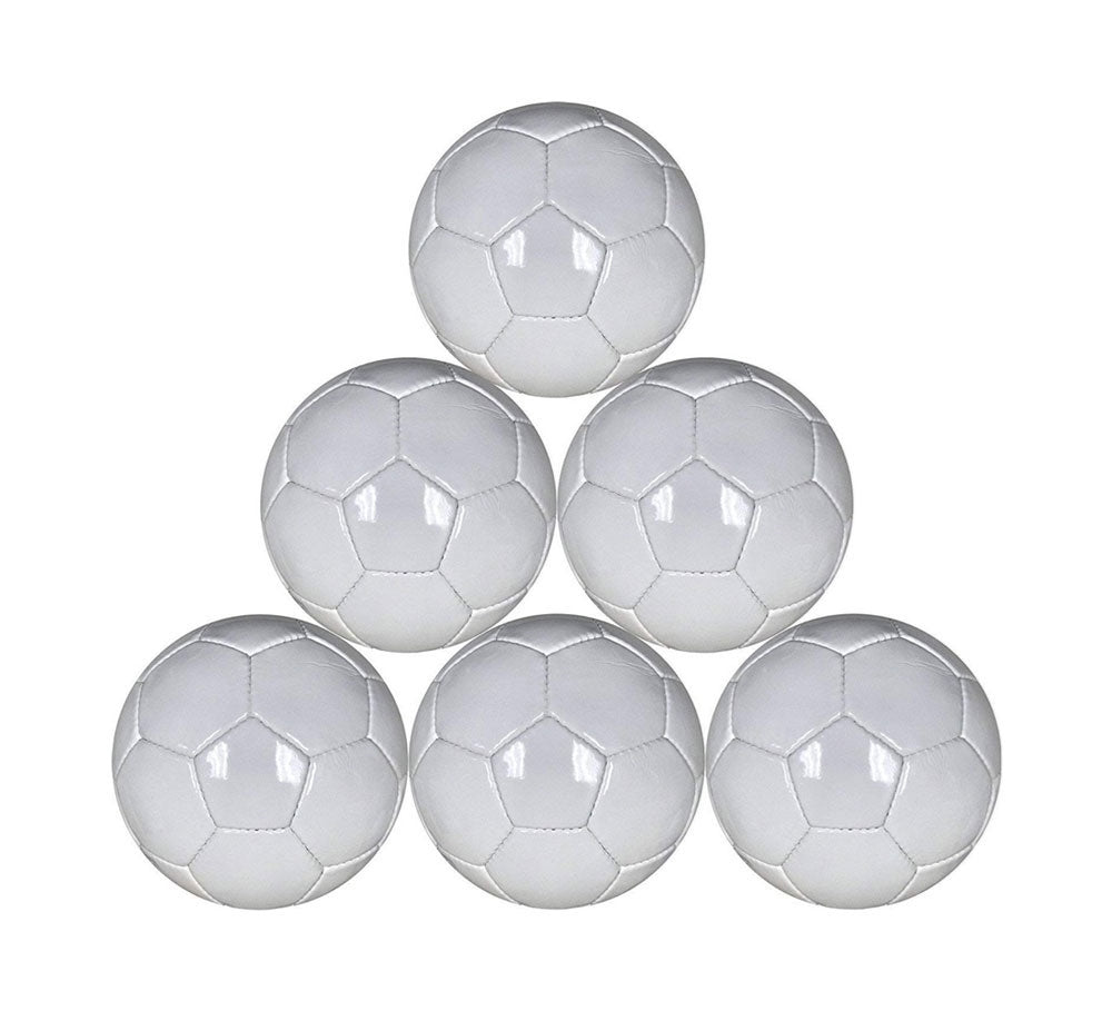All White Plain Mini Soccer Balls Size 1- Six Pack