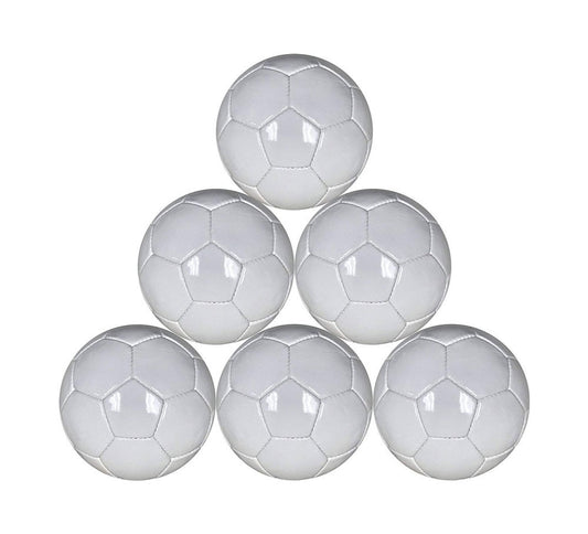 All White Plain Soccer Balls Size 5 Six Pack