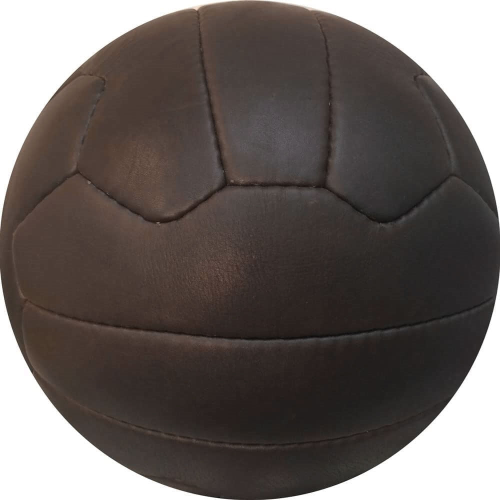 Antique Brown Soccer Ball Genuine Leather Oldie Size 5
