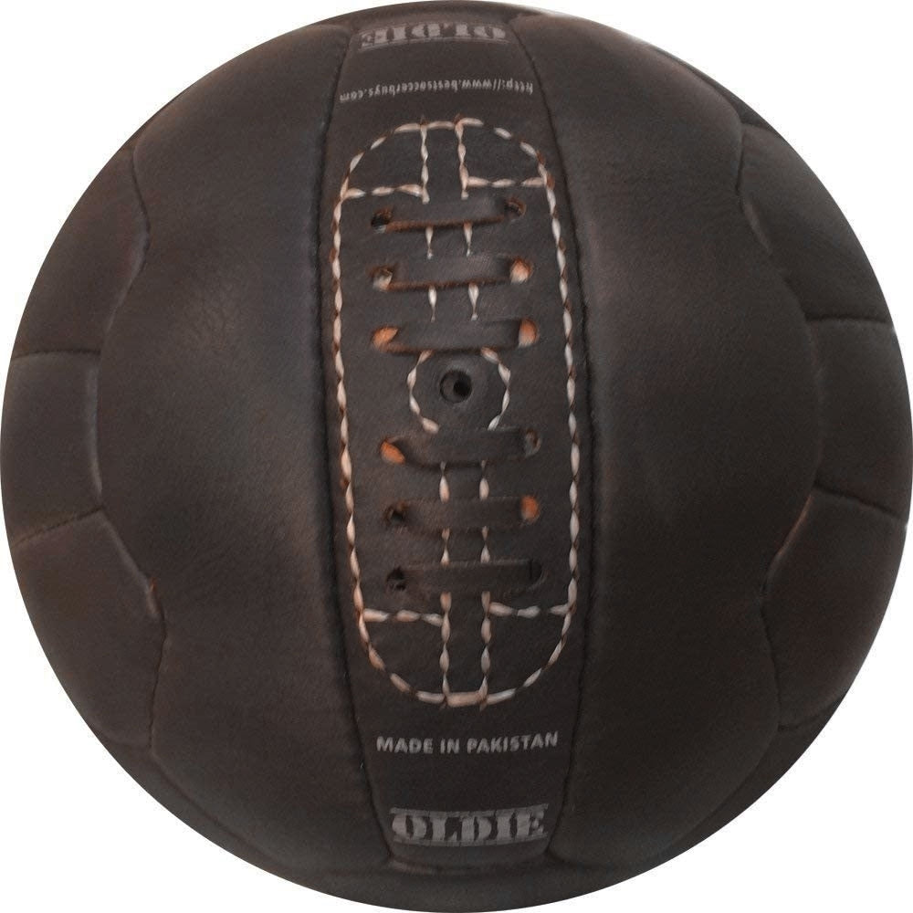 Deflated Antique Brown Soccer Ball Genuine Leather Oldie Size 5