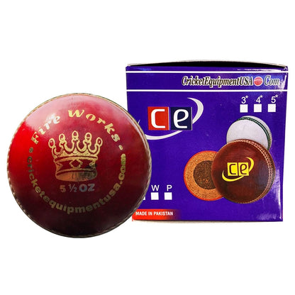 Cricket Ball Fireworks Red Leather