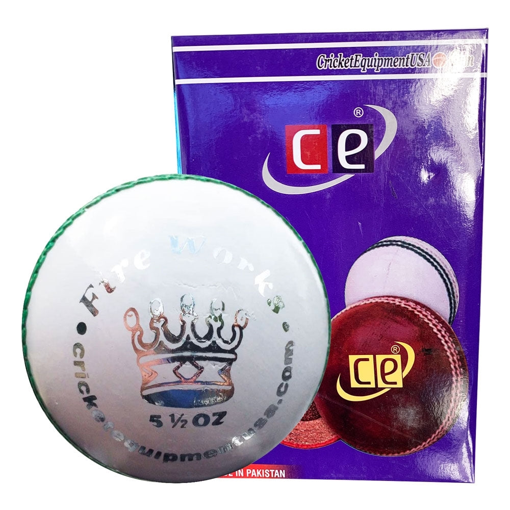 Cricket Ball Fireworks White Leather Six Pack