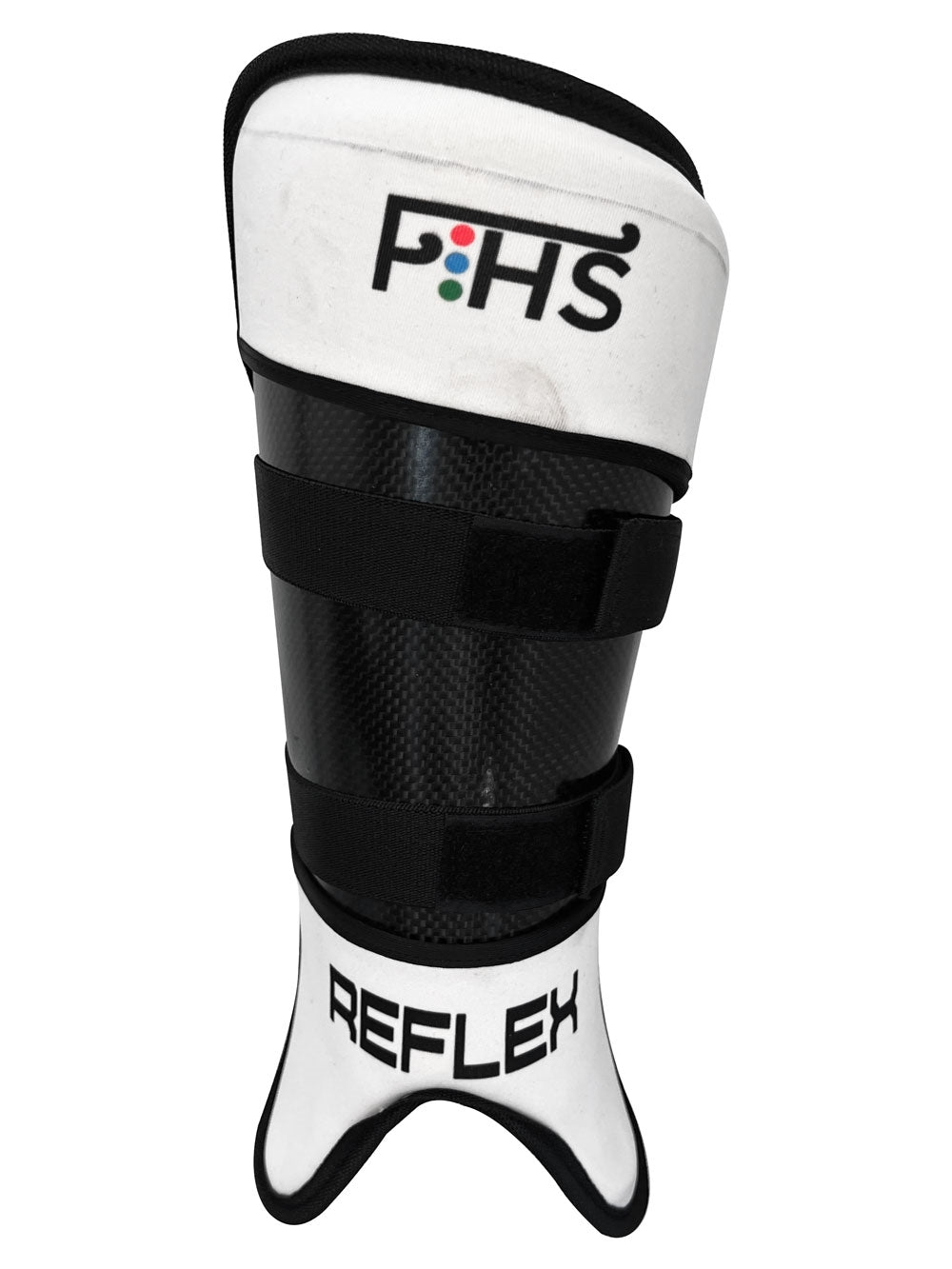 Field Hockey Insertable Covers with Straps Carbon Shin Guards Reflex White