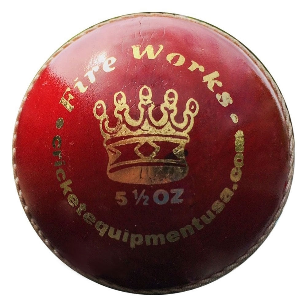 Cricket Ball Fireworks Red Leather
