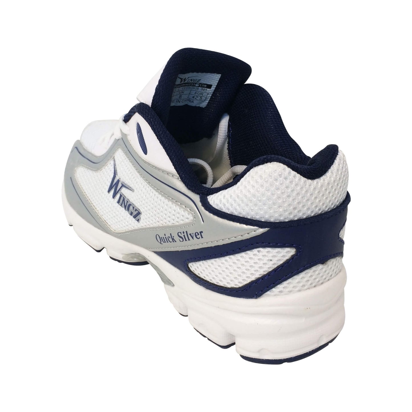 Wingz Quick Silver Rubber Sole Cricket Sports Shoes Color Royal Blue Silver