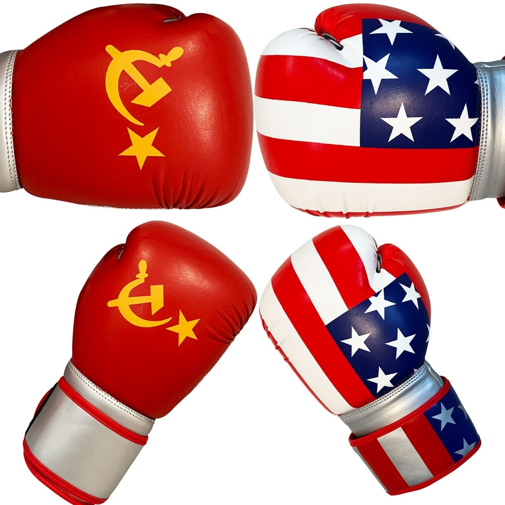 Boxing Gloves Men Women America & Russia Flags Pair