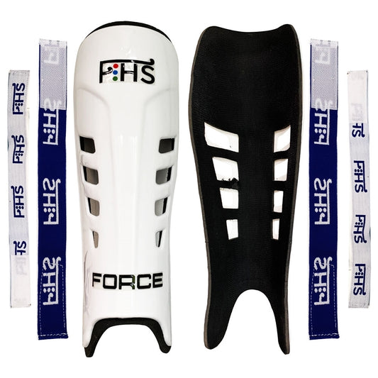Field Hockey Shin Guards Force Color White with Straps
